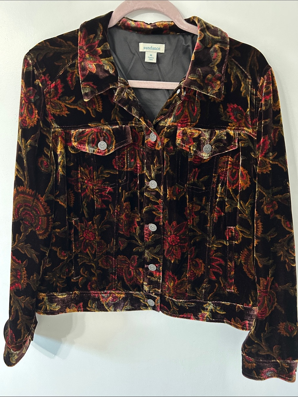Sundance Jacket Wren Silk Blend Velvet Dark Floral Whimsigoth Fairy Medium - Picture 15 of 15